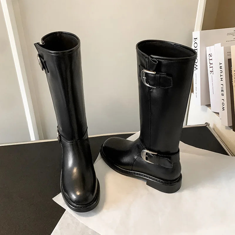 Autumn Brown cowhide Riding Boots