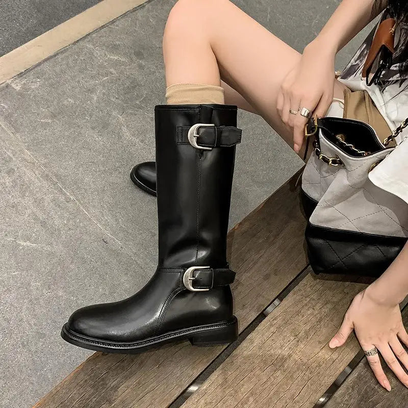 Autumn Brown cowhide Riding Boots