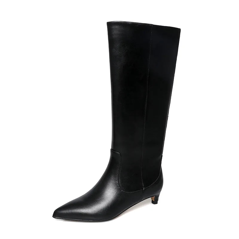 Autumn Burgundy cowhide Kitten heel Modern Boots