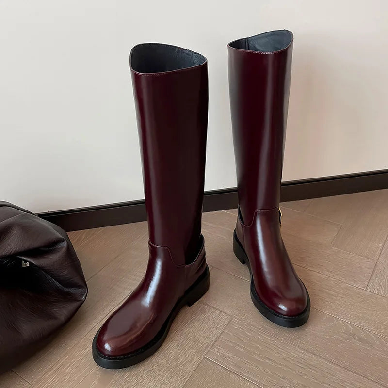 Autumn Burgundy cowhide Riding Boots