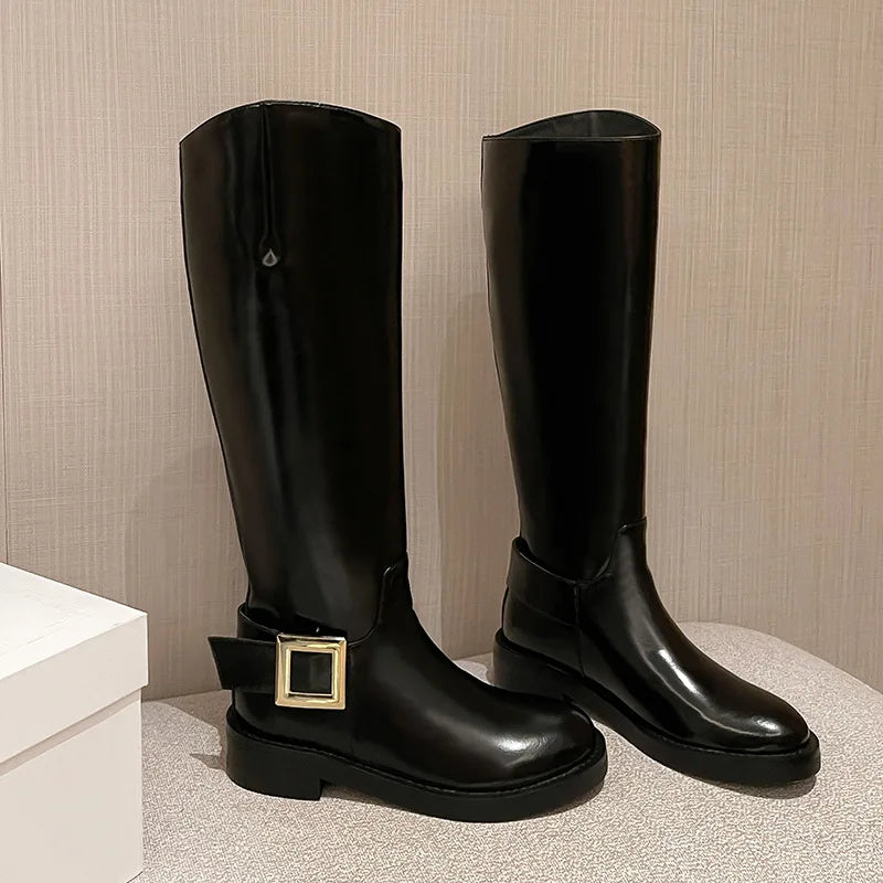 Autumn Burgundy cowhide Riding Boots