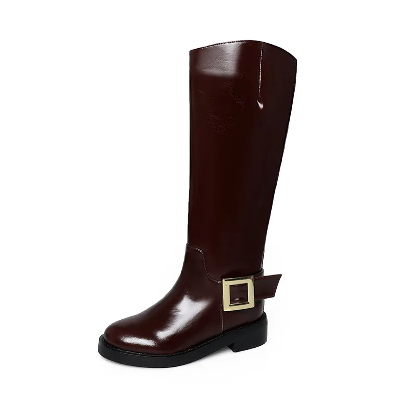 Autumn Burgundy cowhide Riding Boots