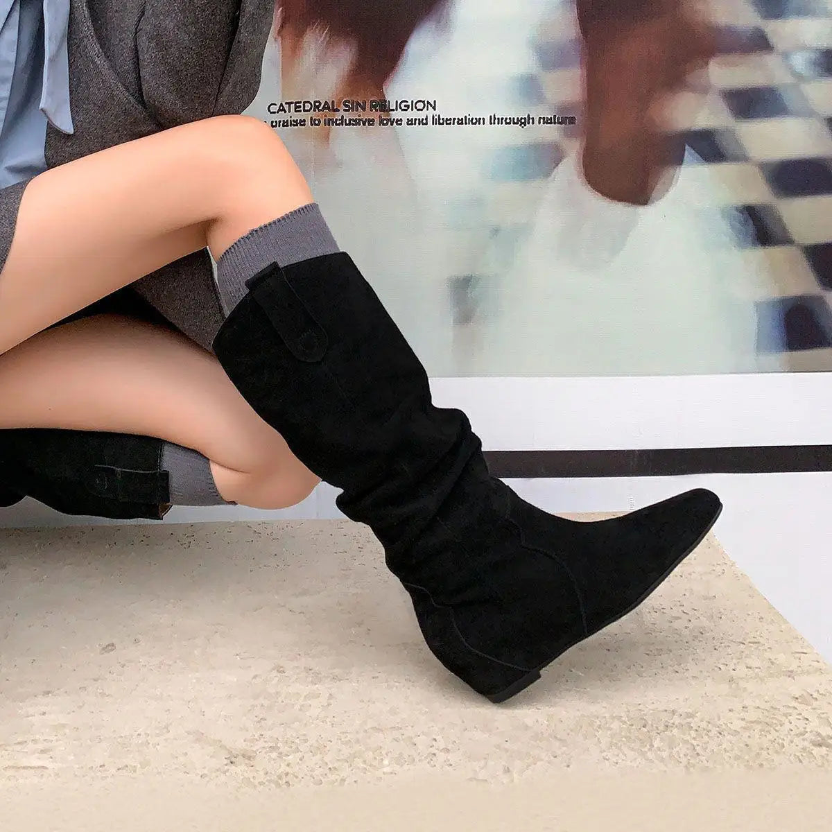 Autumn Cow suede Increased Internal Modern Boots