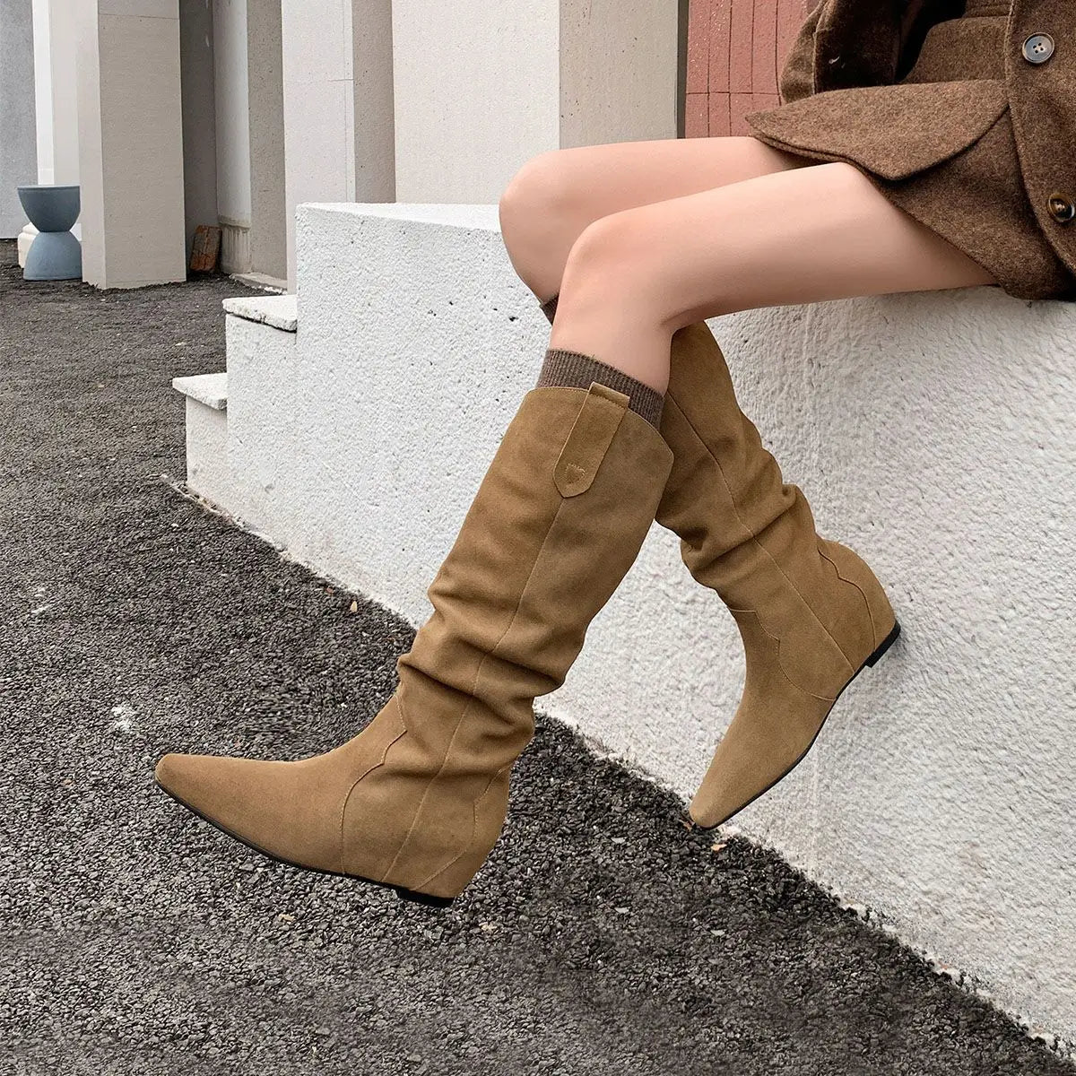 Autumn Cow suede Increased Internal Modern Boots