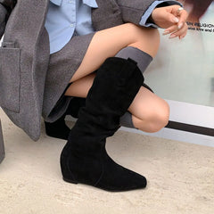 Autumn Cow suede Increased Internal Modern Boots