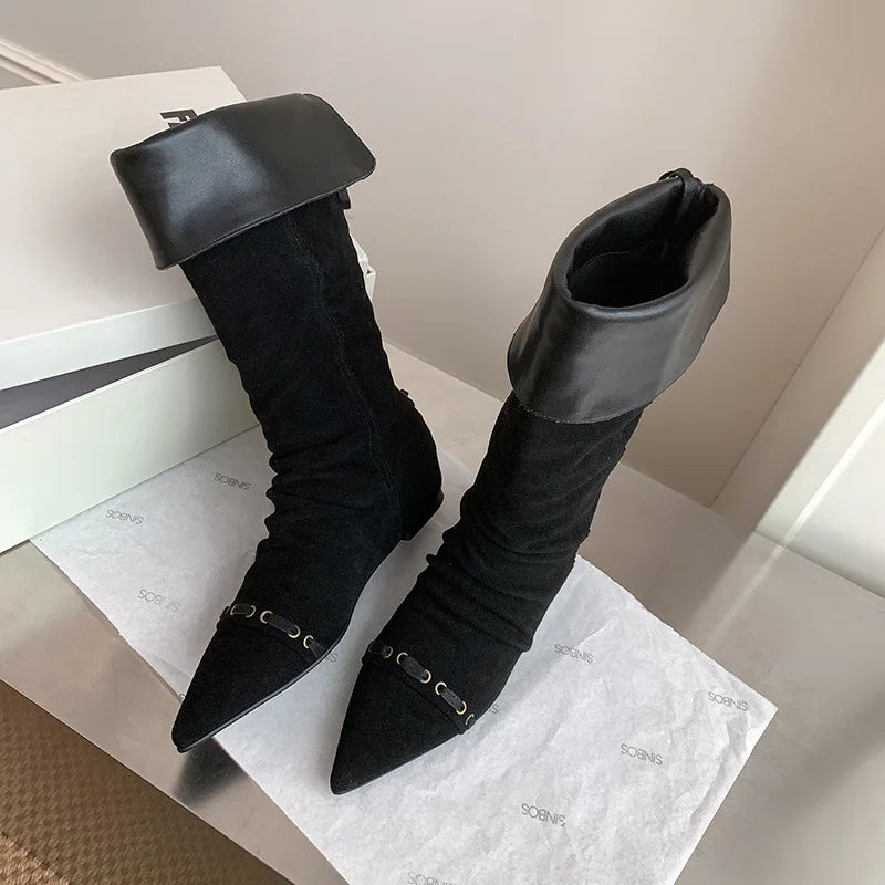 Autumn Cow suede Increased Internal Western Boots