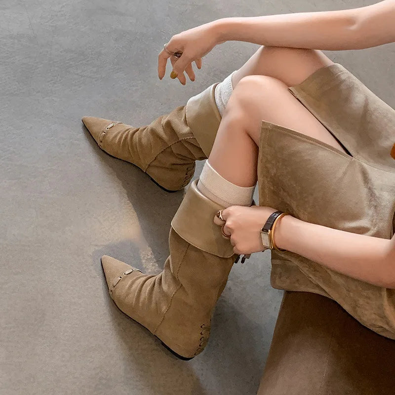 Autumn Cow suede Increased Internal Western Boots
