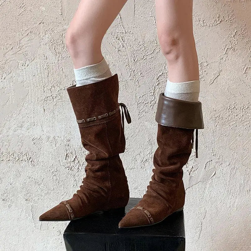 Autumn Cow suede Increased Internal Western Boots
