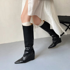Autumn Cow suede Wedges Modern Boots