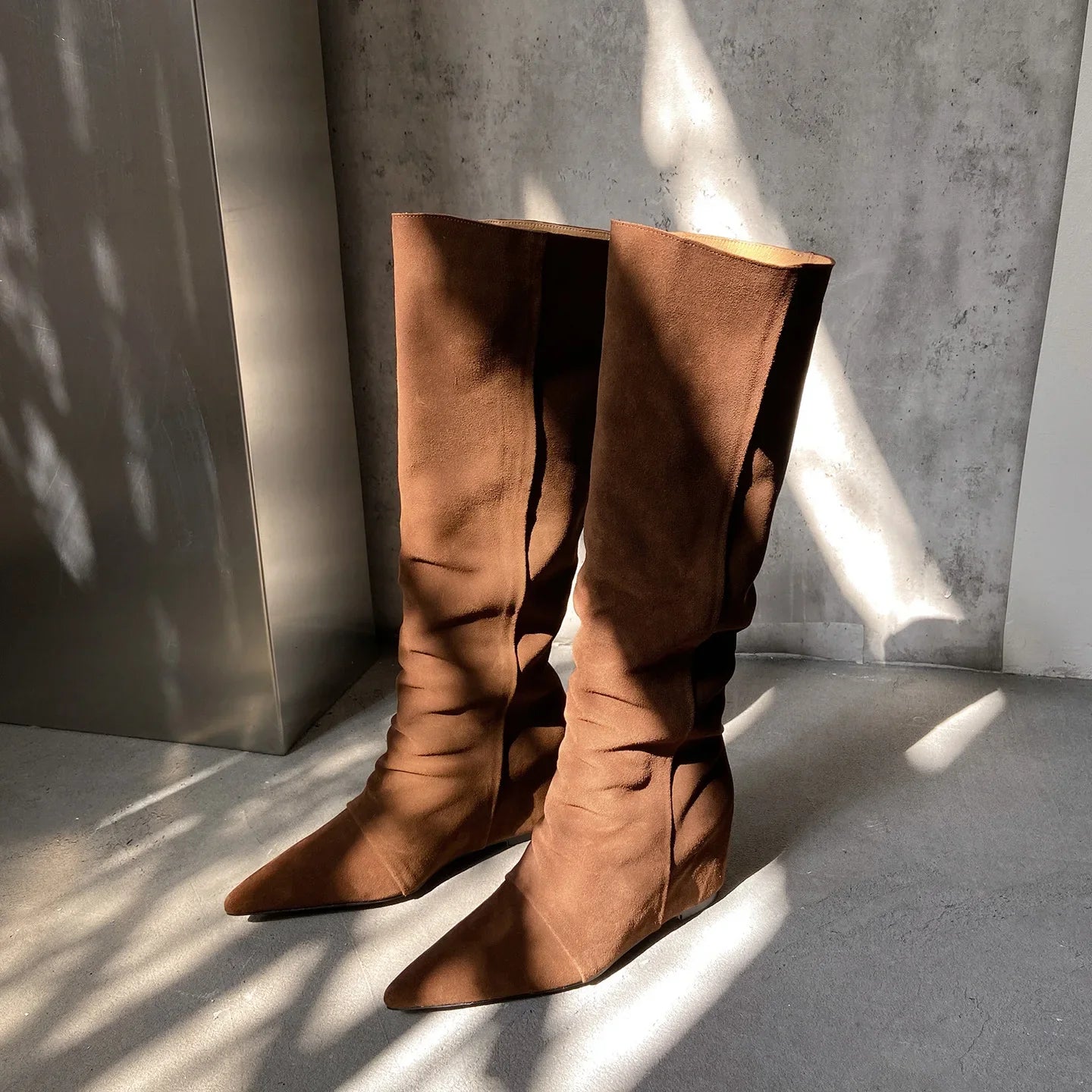 Autumn Cow suede Wedges Modern Boots