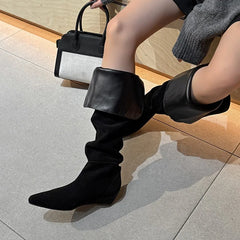Autumn Cow suede Wedges Over the knee Boots