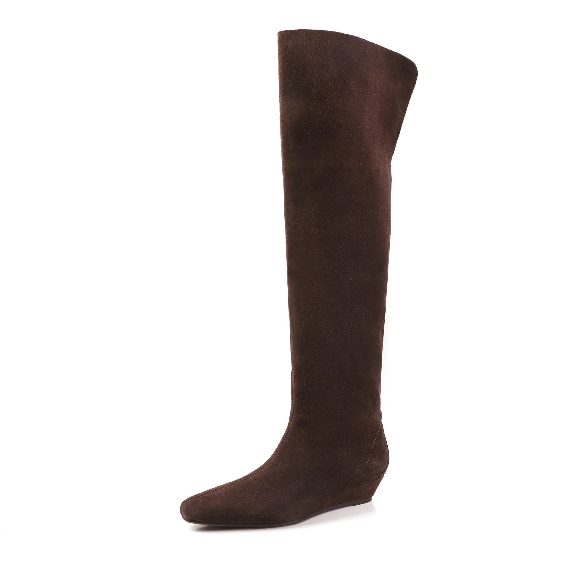 Autumn Cow suede Wedges Over the knee Boots