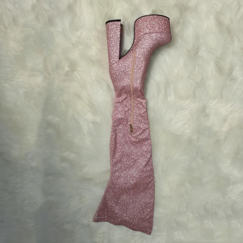 Autumn Elastic PU Platform Over the knee Boots