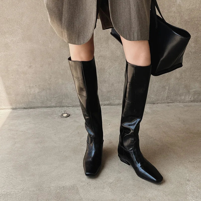 Autumn Embossed cowhide Modern Boots