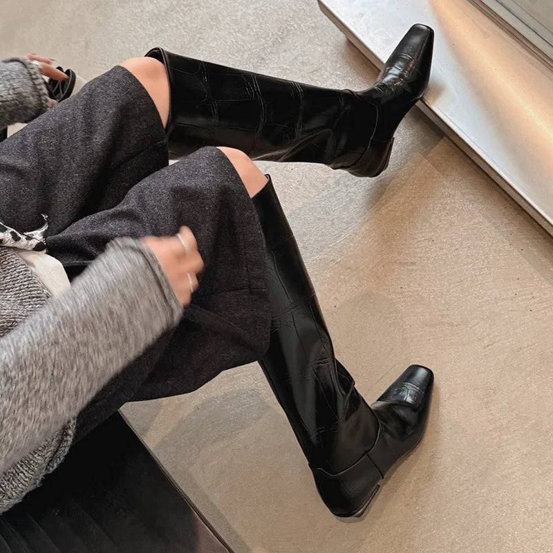 Autumn Embossed cowhide Modern Boots