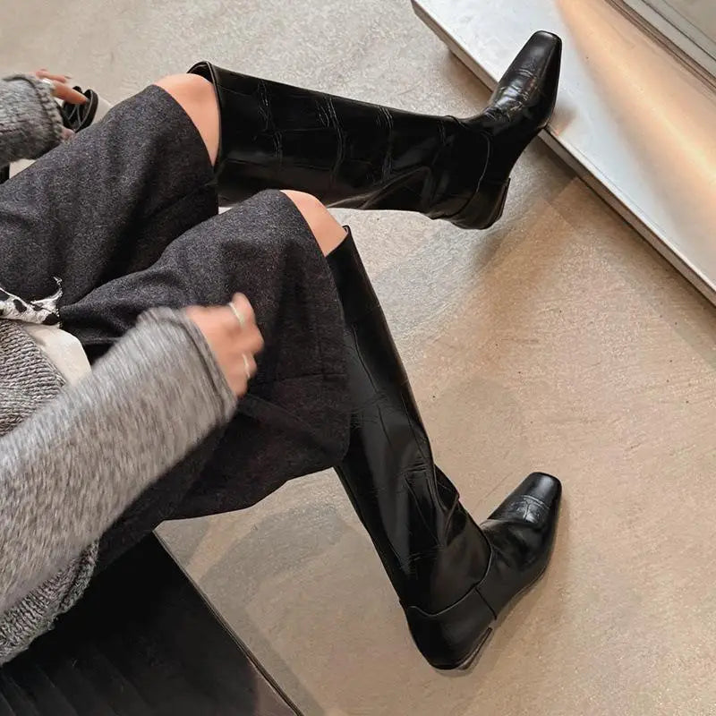 Autumn Embossed cowhide Modern Boots
