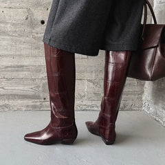 Autumn Embossed cowhide Modern Boots