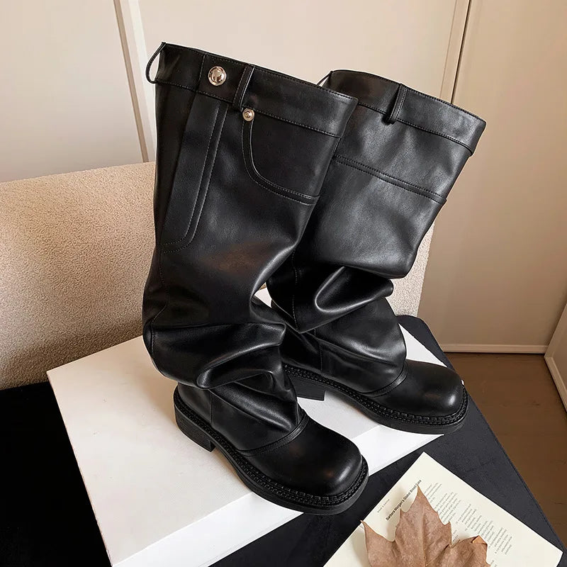 Autumn Microfiber Thigh high Boots