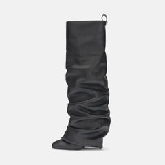 Autumn Suede Pleated Turned-over Edge Modern Boots