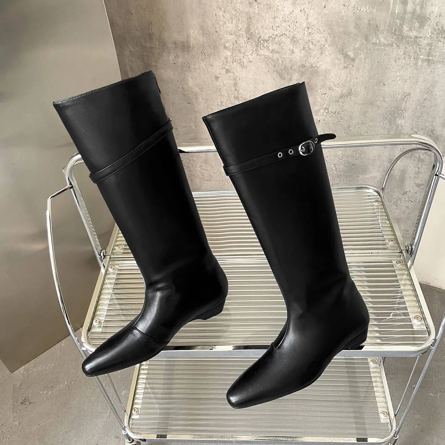 Autumn Yellow cowhide Large tubular Boots