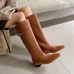 Autumn Yellow cowhide Large tubular Boots