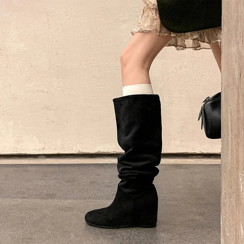 Autumn apricot suede Increased Internal Modern Boots