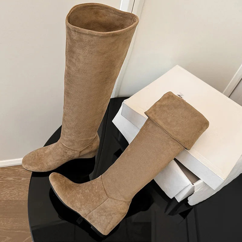 Autumn apricot suede Increased Internal Modern Boots