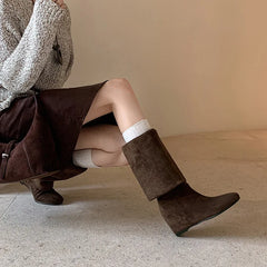 Autumn apricot suede Increased Internal Modern Boots