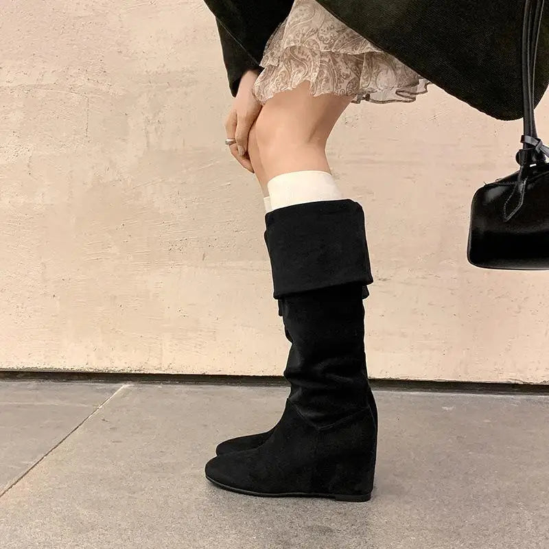 Autumn apricot suede Increased Internal Modern Boots