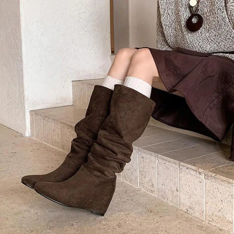 Autumn apricot suede Increased Internal Modern Boots