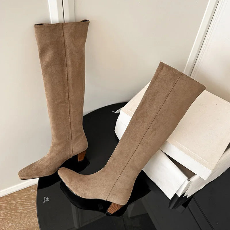 Autumn apricot suede Pleated Modern Boots