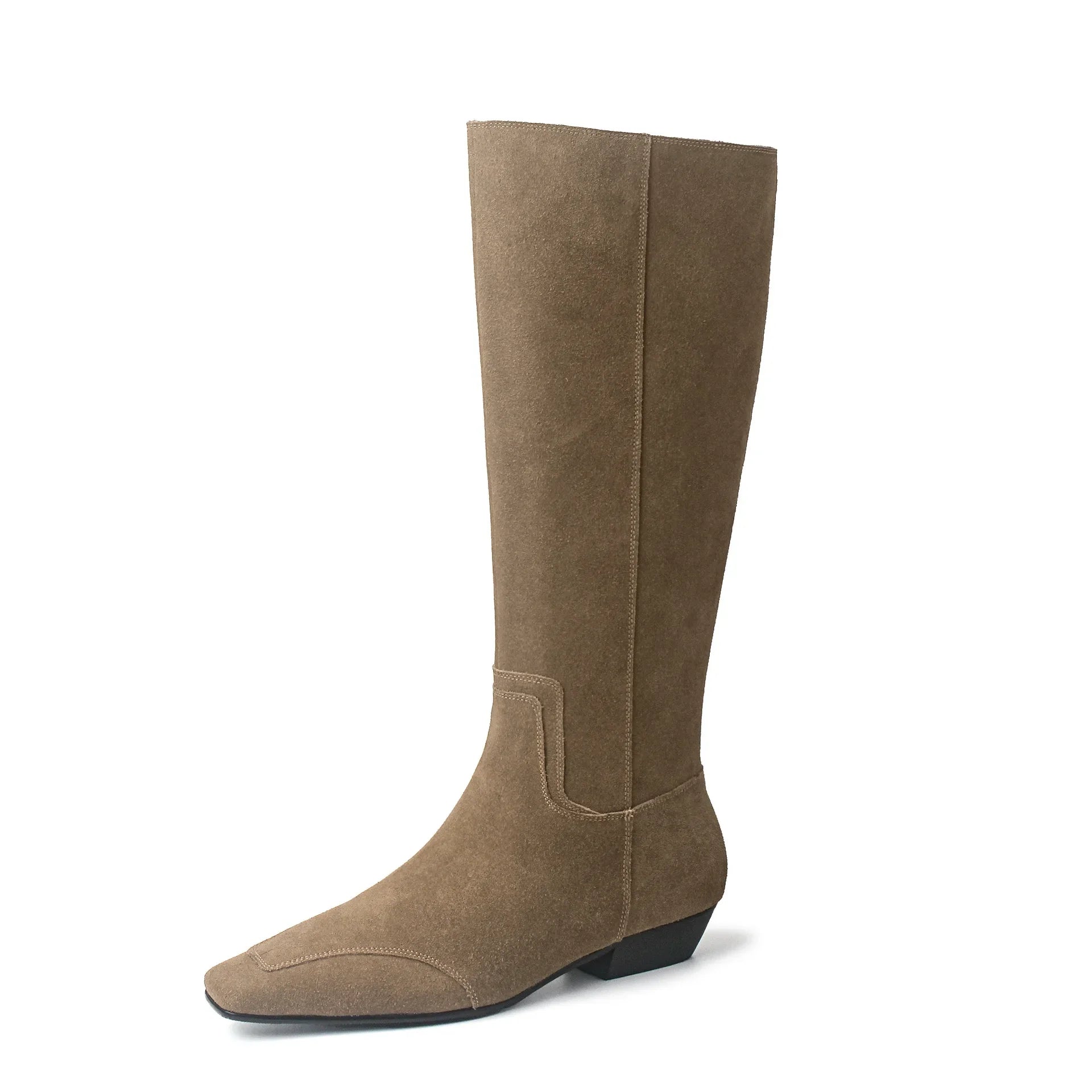 Autumn black cowhide Sewing Modern Boots