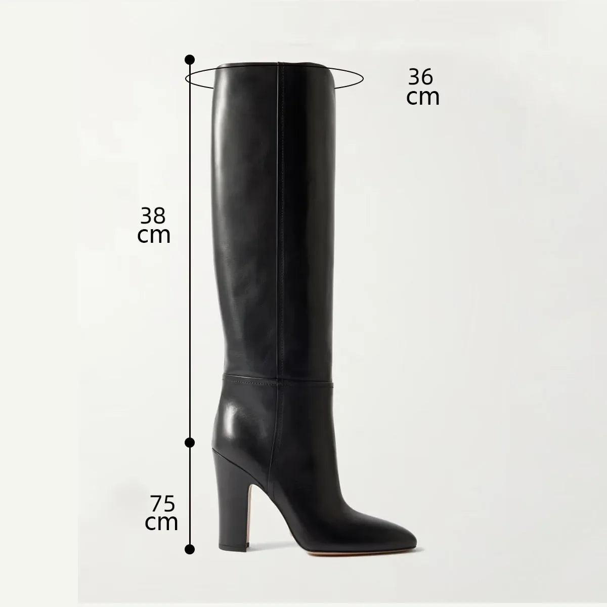 Autumn black cowhide skinny Boots