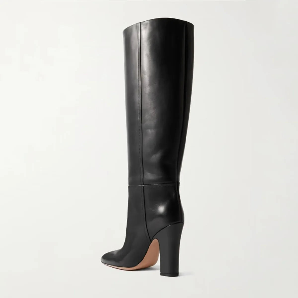 Autumn black cowhide skinny Boots