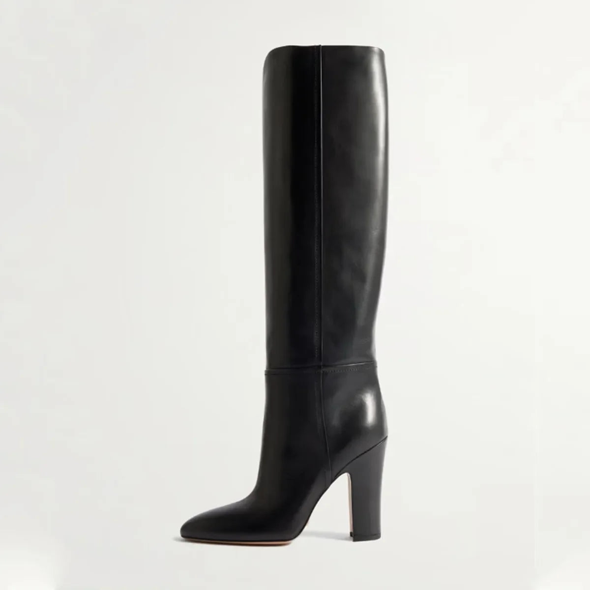 Autumn black cowhide skinny Boots