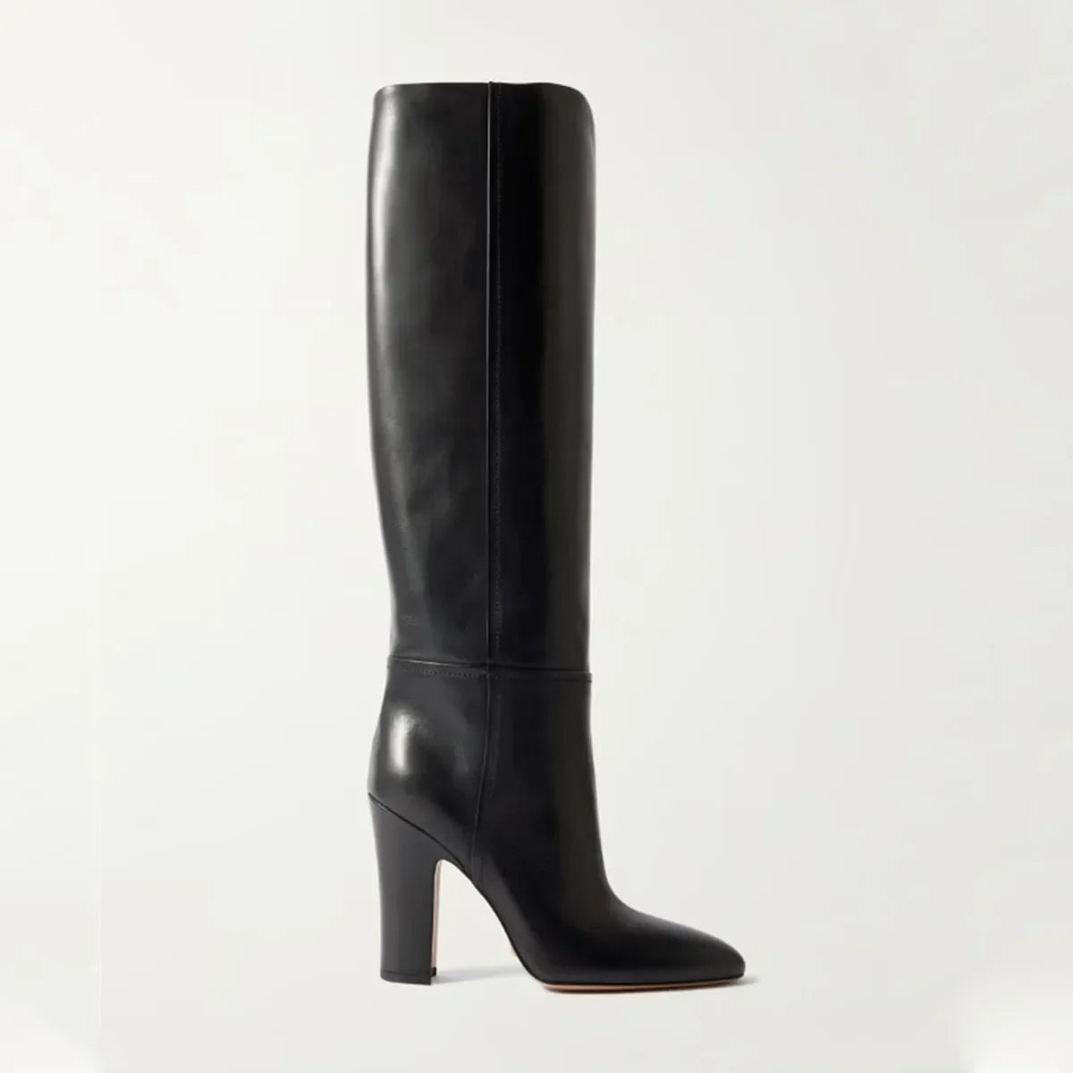 Autumn black cowhide skinny Boots
