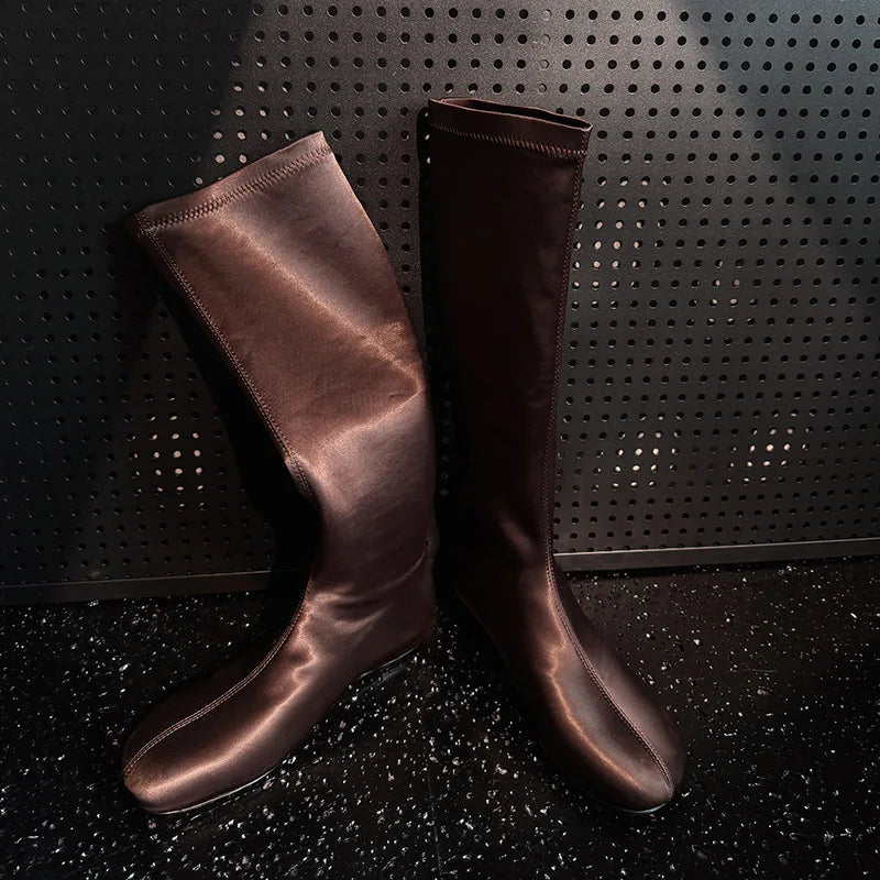 Autumn black silk Increased Internal Skinny Boots