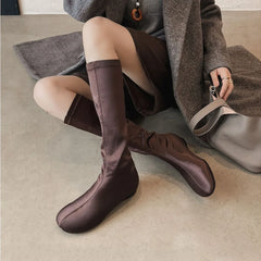 Autumn black silk Increased Internal Skinny Boots