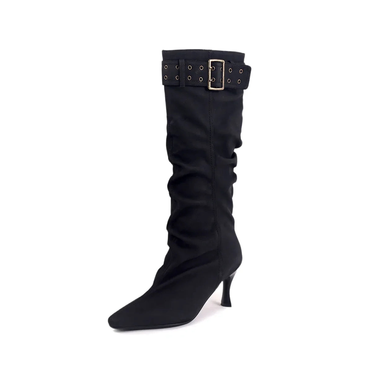 Autumn brown cowhide Pleated rivet Modern Boots
