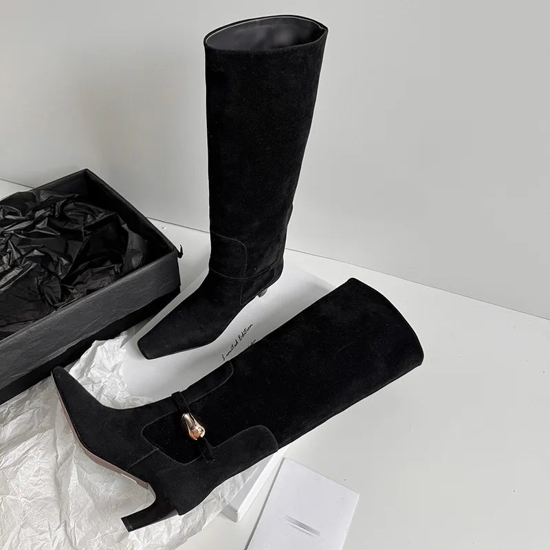 Autumn brown suede Metal buckle Modern Boots