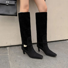 Autumn brown suede Metal buckle Modern Boots