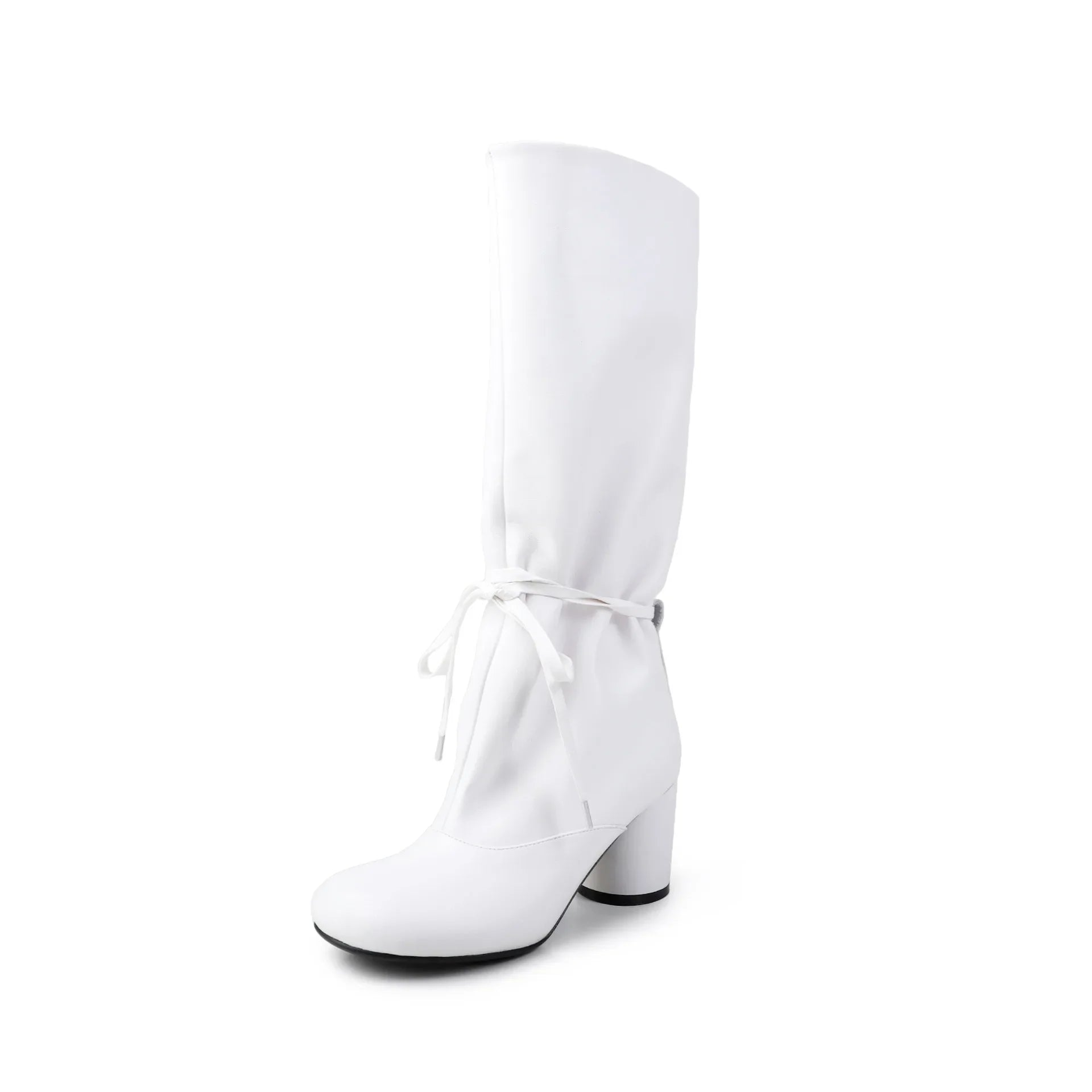 Autumn cowhide Ankle strap Knee high Boots