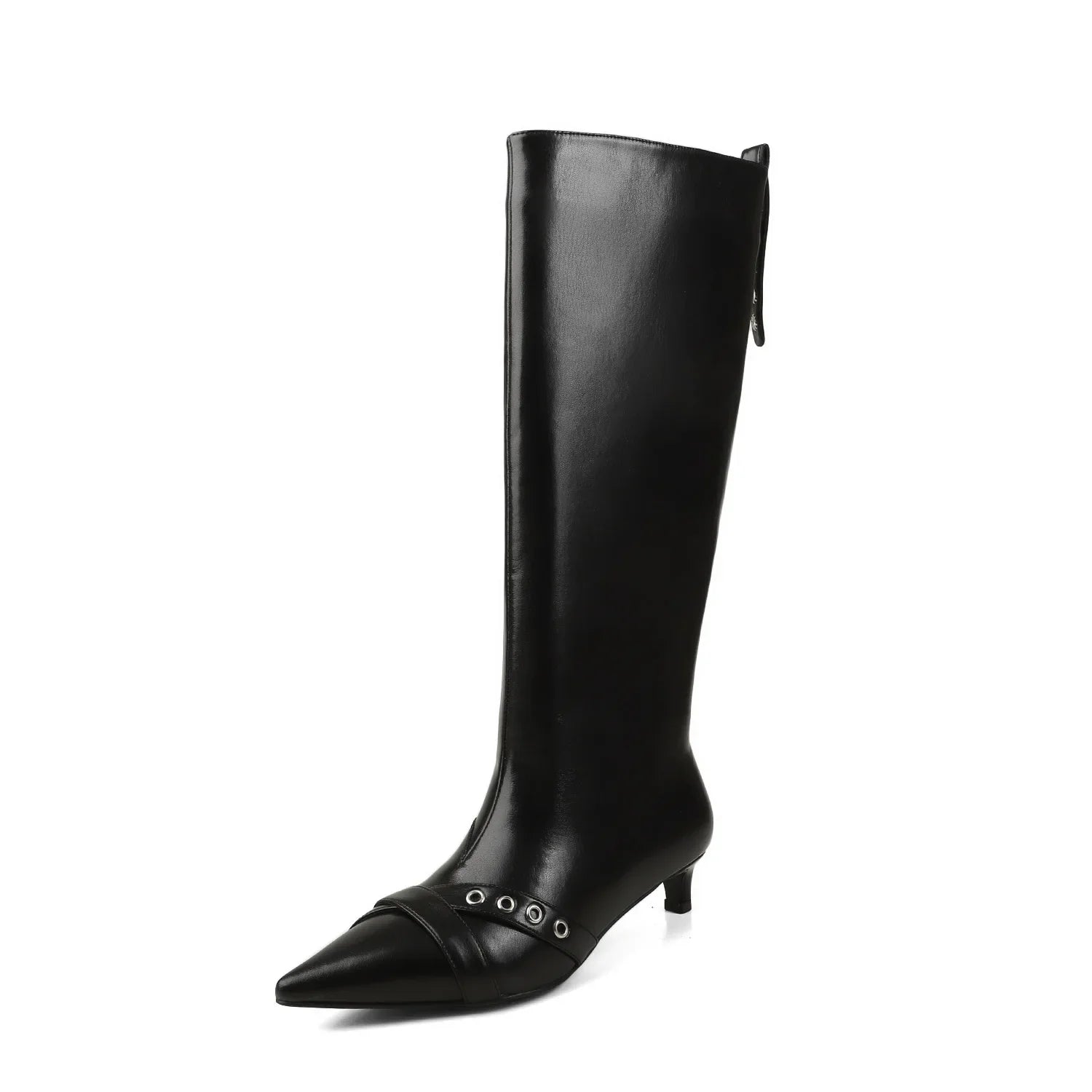 Autumn cowhide Kitten heel rivet Modern Boots