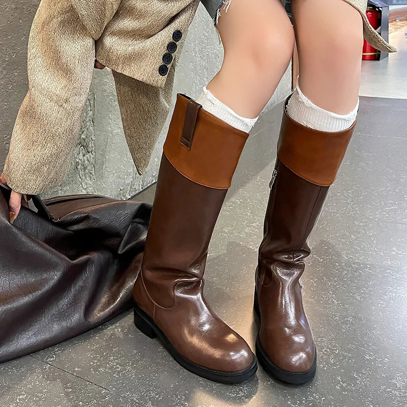 Autumn cowhide Riding Boots