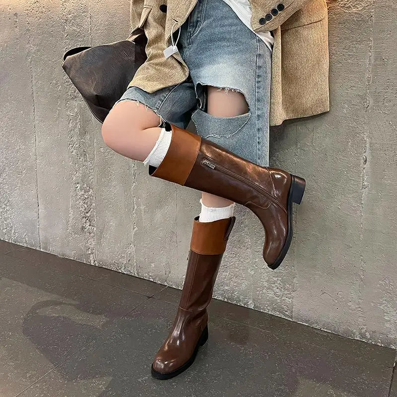 Autumn cowhide Riding Boots