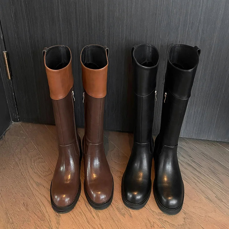 Autumn cowhide Riding Boots