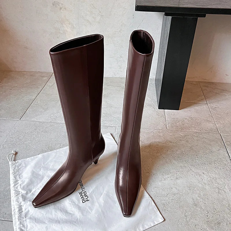 Autumn cowhide Stilettos heels Modern Boots