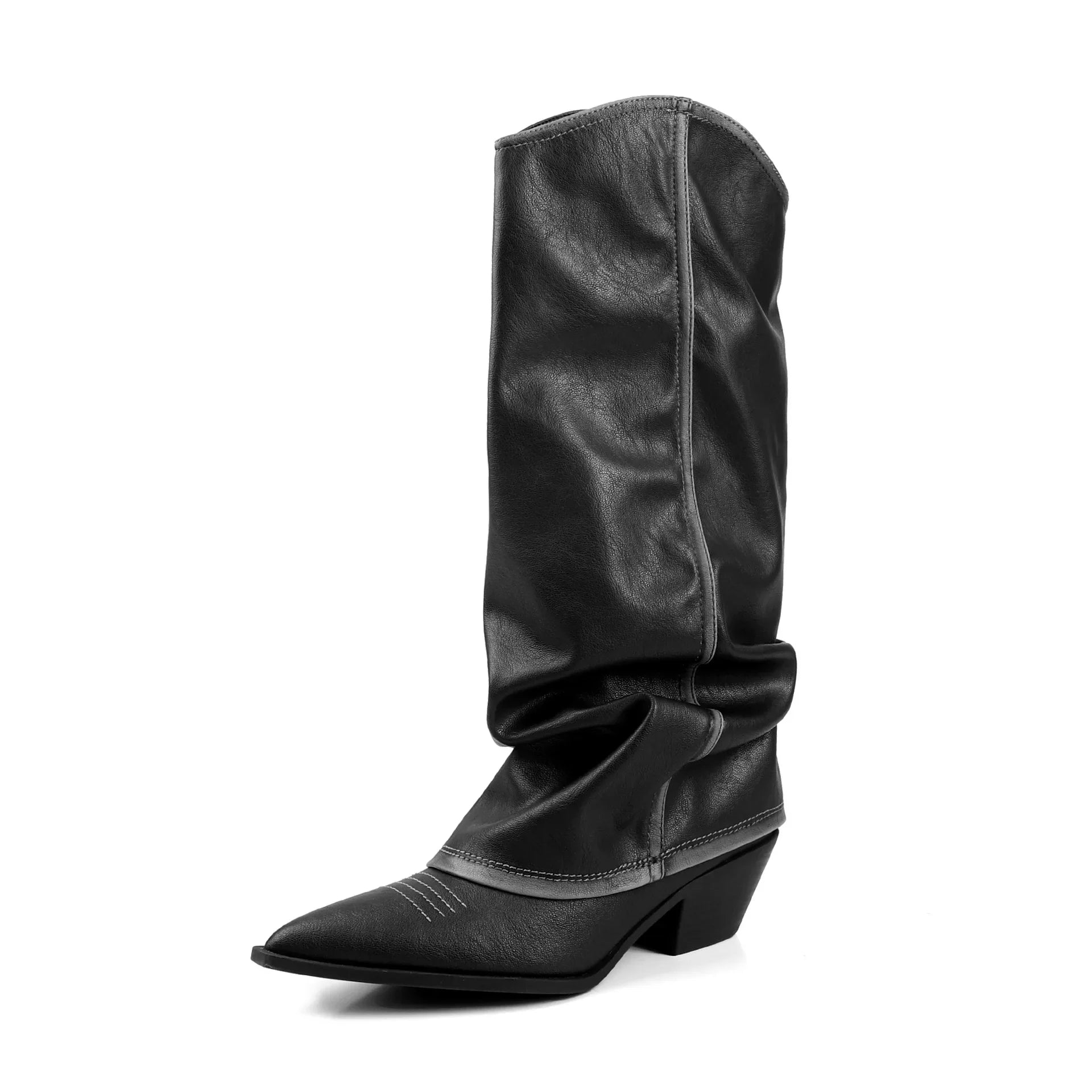 Autumn cowhide embroidery Trouser legs Boots
