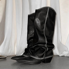 Autumn cowhide embroidery Trouser legs Boots