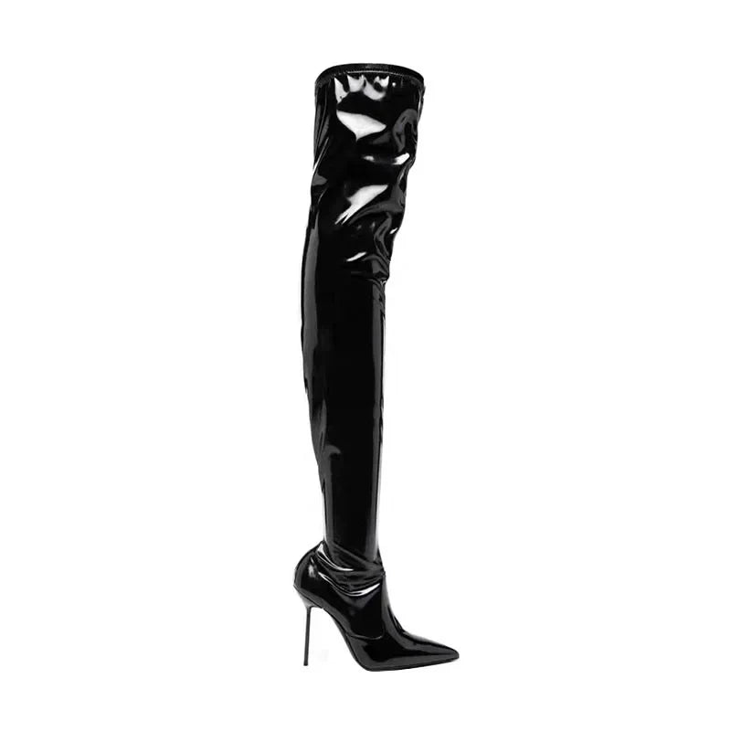 Black Patent Leather Over the knee Boots